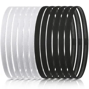 WILLBOND 12 Pcs Thin Sport Elastic Headband Non Slip Skinny Athletic Exercise Hairband Women Men Silicone Grip Hair Sweatband Yoga Workout Running Football Basketball Soccer Tennis(Black, White)