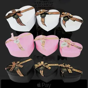 Valentines Boxes - Heart-Shaped Gift Boxes with Bow and Ribbon Combo