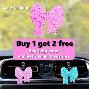 Glitter Bow Type Handmade Decoration Car freshie With Unisex Black Ice Scent for Car Air freshener and Diffuser