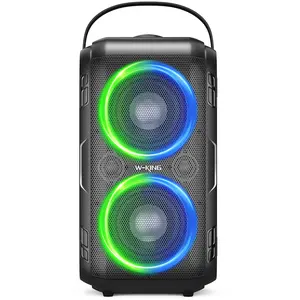 W-KING 180W Loud Bluetooth Speaker, Super Bass with Lights, U-Disk/TF/AUX/EQ, 24H Battery Wireless Outdoor Audio
