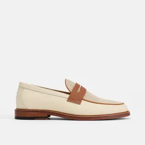 Calum Cream Leather Penny Loafers