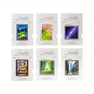 60 large landscaping stickers featuring night parks, plants and flowers, sky, coffee, and rain themes. Made from waterproof PET material in a retro style, perfect for DIY decoration and scrapbook material.