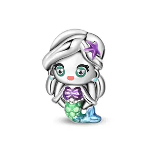 925 Sterling Silver Charm Ocean Princess Bead Charm For Bracelet DIY Gift