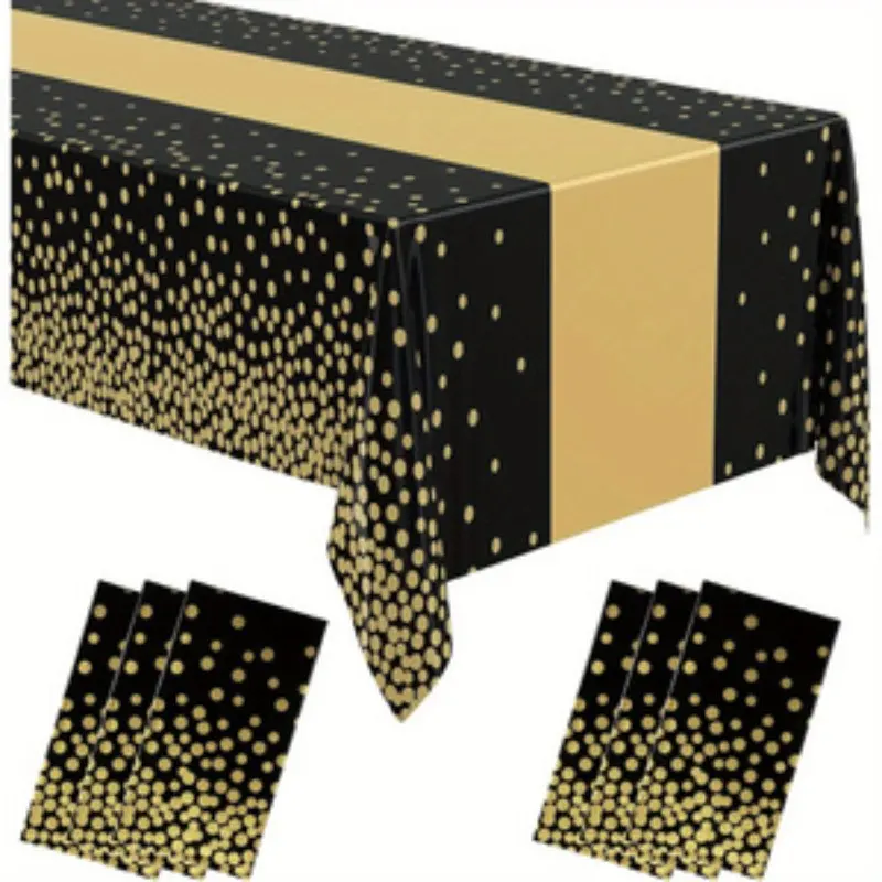 3/ 6 Pcs Tablecloth for Parties Plastic Dot Tablecloths Printed Table Runner Disposable Rectangle Table Cover for Birthday Wedding Graduation Party, birthday party supplies, Party Decor, 54" x 108"