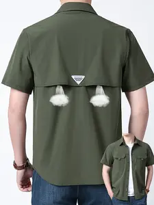 Men's Summer Short Sleeve Shirt, Quick-Dry Tactical Shirt, Outdoor Workwear, Multi-Pocket Collared Shirt, Military Stretch Shirt, Breathable Top