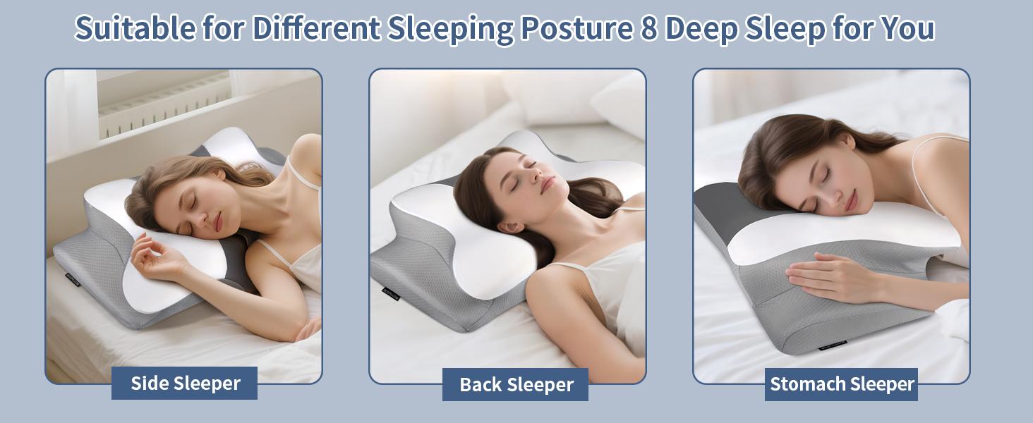 Cervical Neck Pillow for Pain Relief - Ergonomic Pillow Side Sleeper Pillow for Sleeping, Orthopedic Bed Pillow Neck Support Pillow, Contour Memory Foam Pillows for Side Back Stomach Sleepers