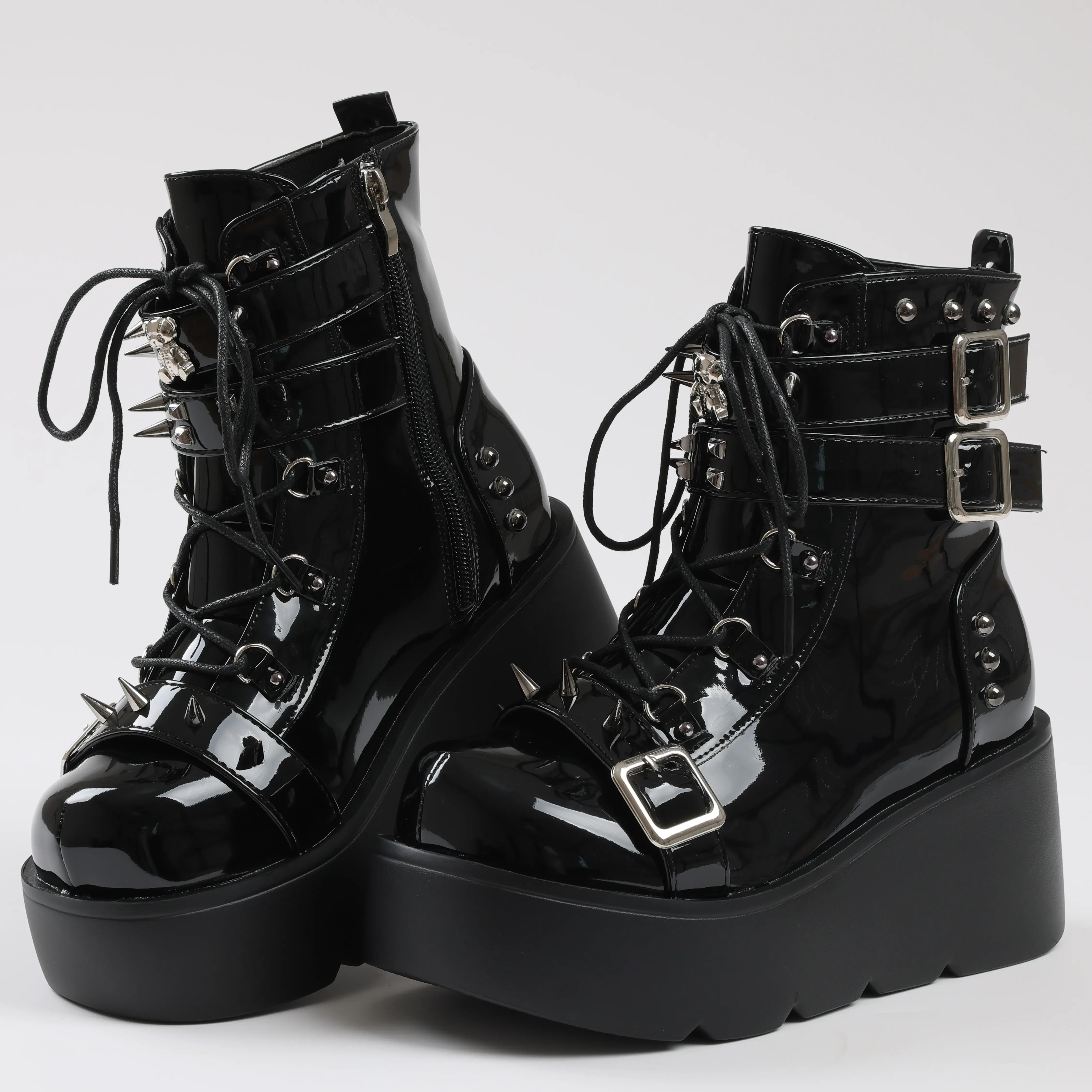 EROCALL Women's Platform Gothic Ankle Booties With Adjust Studded