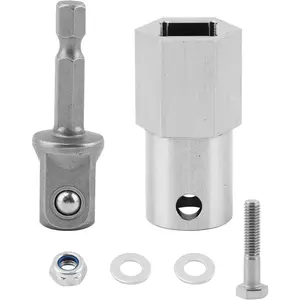 Trailer Jack Drill Adapter with a 1/2 Inch Socket Adapter Bit, Stainless Steel Top Wind Trailer Jack Crank Handle Cordless Drill Adapter, Compatible with 1 Inch Jack Drive Shaft