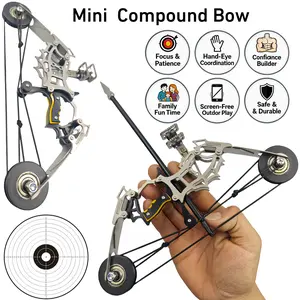 Sport Partner Mini Archery Bow and Arrow Set Ambidextrous Compound Bow Stainless Steel for Adults Teens Stress Relief Toy Excellent Gift for Archery Target Practice