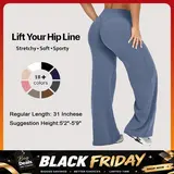 DENFY SoftMotion Straight Leg Wide Leg Pants Bottoms 31" Inseam Fitness Gymwear Women Workout Gym Sportswear Outdoor Yoga Pants Sav Wide Leg Pants