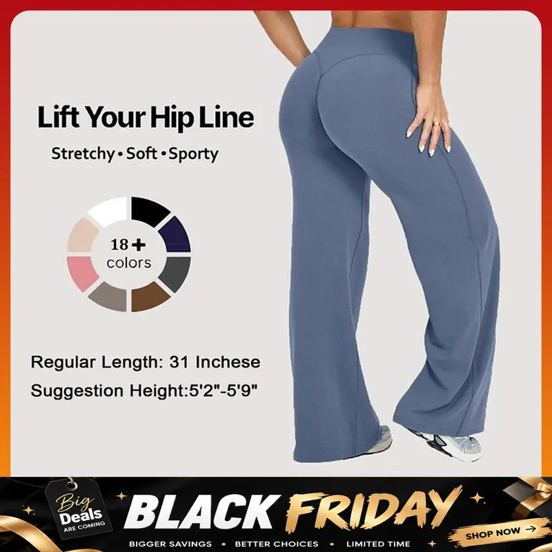 DENFY SoftMotion Straight Leg Wide Leg Pants Bottoms 31" Inseam Fitness Gymwear Women Workout Gym Sportswear Outdoor Yoga Pants Sav Wide Leg Pants