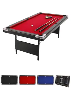 Garvee 7FT Folding Pool Table for Adults & Family - Portable Billiards Table Set with Full Accessories Including Balls, 2 Cue Sticks, Chalk, Felt Brush - Ideal for Home, Basement, Man Cave - Red