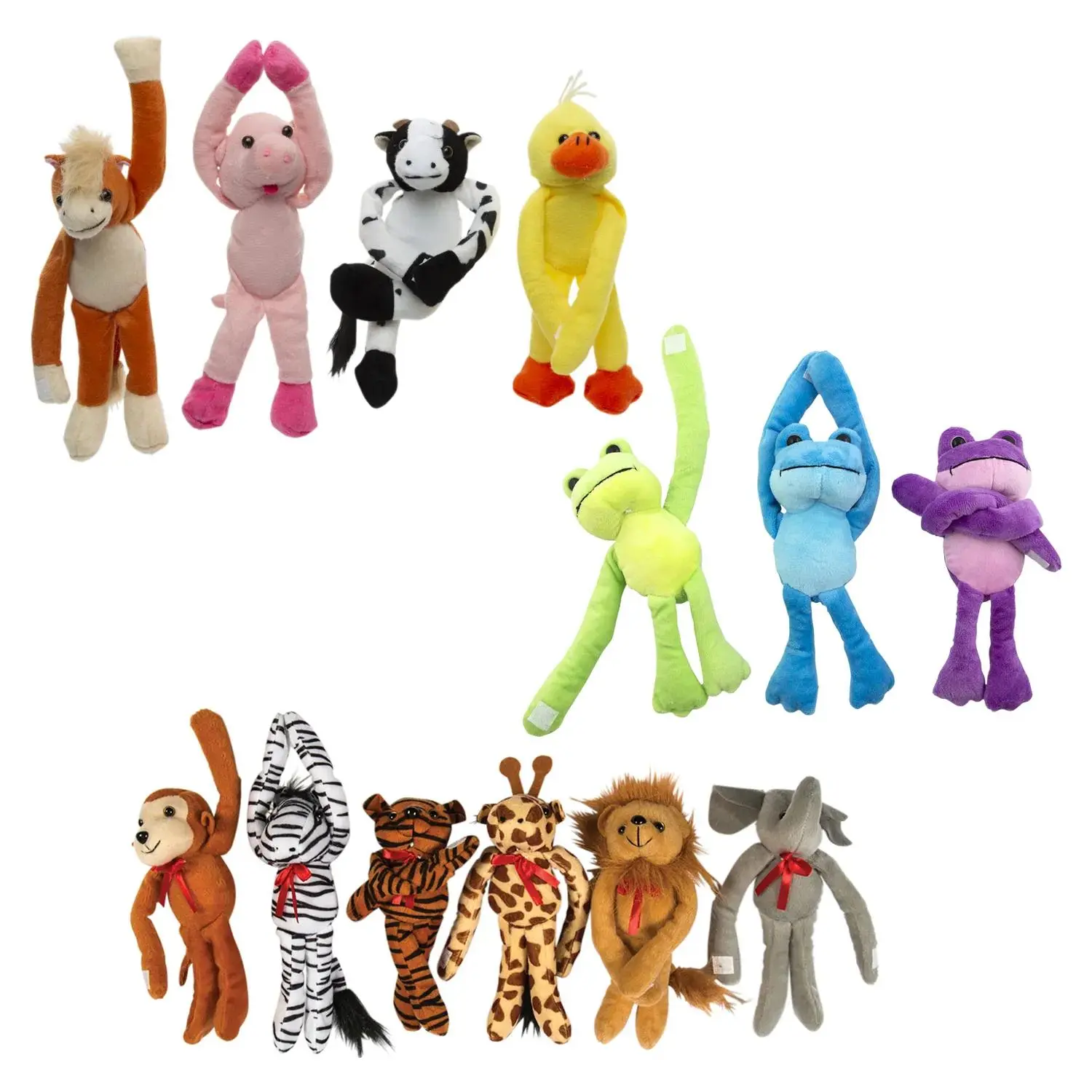 72-Pc Bulk Assorted Long-Arm Cuddly Stuffed Animals Kit with Touch Fasteners, Stuffedanimals for Classroom Prizes, Zoo Field Trips (Toys & Hobbies, Classic & Novelty Toys), Soft Adorable Stuffed