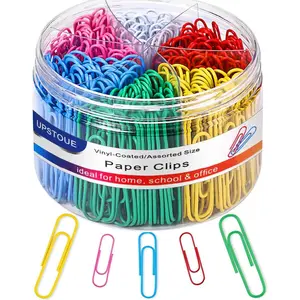 Colorful Paper Clips 400PCS, Medium and Jumbo (1.3 inch & 2 inch), Durable Rustproof Coated Large Paperclips Great for Office School Document Organizing (Multicolored)