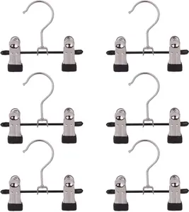 Adjustable Stainless Steel Shoe Rack Pants Folder Multi-Functional Portable Travel Laundry Washing Machine Rack Hooks Socks Clip Boot Hanger Set of 6 (6)