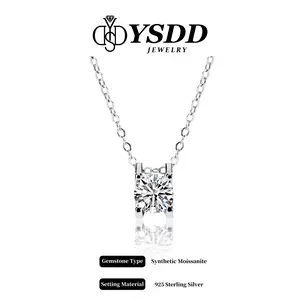 【#164 Happy December】Classic 1Carat Solitaire Floating Synthetic Moissanite Necklace in 925 Sterling Silver
