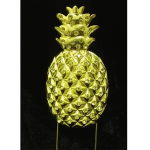 212 MAIN Golden Pineapple Rhinestone Cake Topper Stick, 5x2.6 in Bling Decor Ornament, Festive Home & Party Supplies for Wedding Cake Decorations