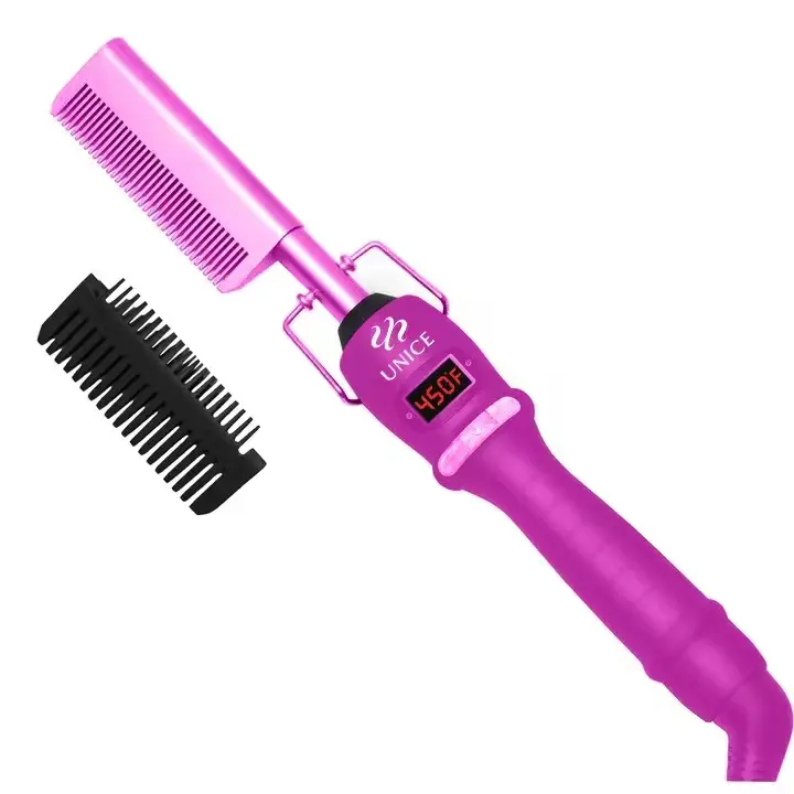 UNICE Hair Straightening Brush - Brush Straightener, Hot Straightener for Professional Wig Styling, Unisex Beauty & Personal Care Tool for Silky Straight Hair (Single Item)
