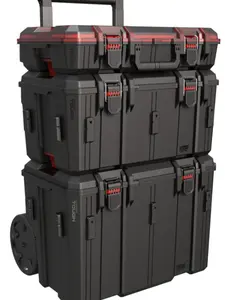 Hyper Tough Hyper Stack Heavy Duty 3 Piece Modular Rolling Toolbox System, Black