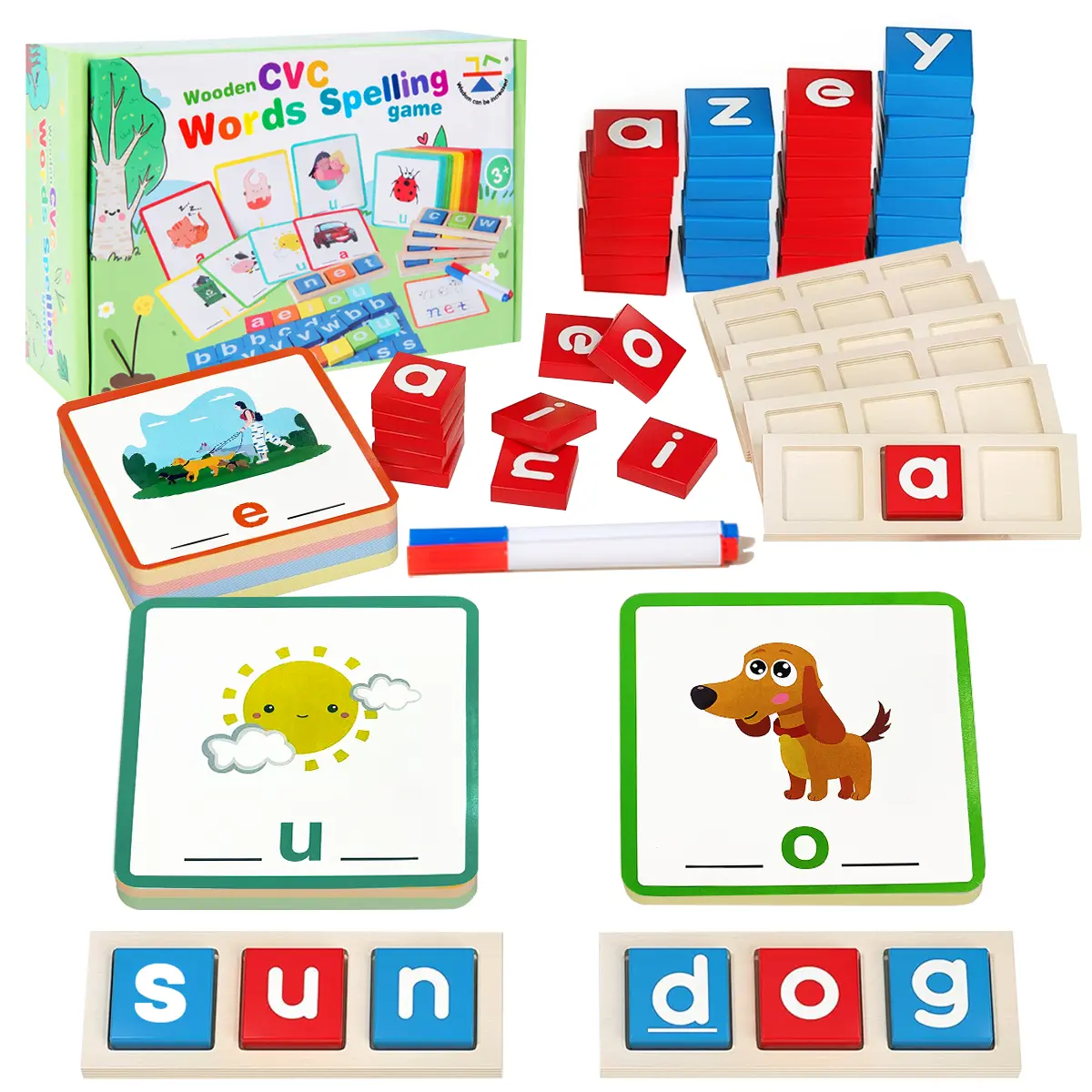 CVC Word Writing & Spelling Flash Cards, Preschool Learning Toddler Activities, Kindergarten Homeschool Supplies, Sight Words Reading Game, Montessori Educational Toys for 3 4 5 6 Year Old Kids