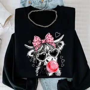 Valentine Highland Cow Sweatshirt, Valentine's Day Highland Cow Shirt, Halftone Western Valentine Sweater, Love Valentine , Retro Valentines Animal