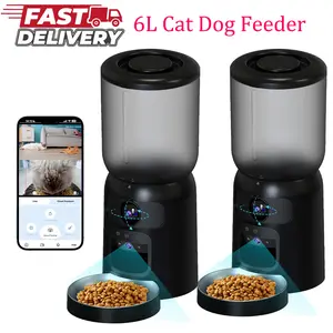 Automatic Cat Feeder 2.4G/5G WiFi 6L Timed Pet Feeder with Low Food Sensor & Freshness Preservation Granary Black for Dogs & Cats Smart Control Dual-band WiFi Remote Viewing Adjustable Feeding Schedules ptz wifi camera garden Solar-Powered LTE Security Ca