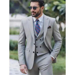 Men's 3 Piece Suit Slim Fit Formal Peak Lapel ElMen's 3 Piece Suit Slim Fit Single Breasted Business Wedding Tuxedo Blazer Vest & Pants Set with Peaked Lapelegant Tartan Jacket Vest & Pants Set for Wedding Business Party Blazer Classic Fabric suits