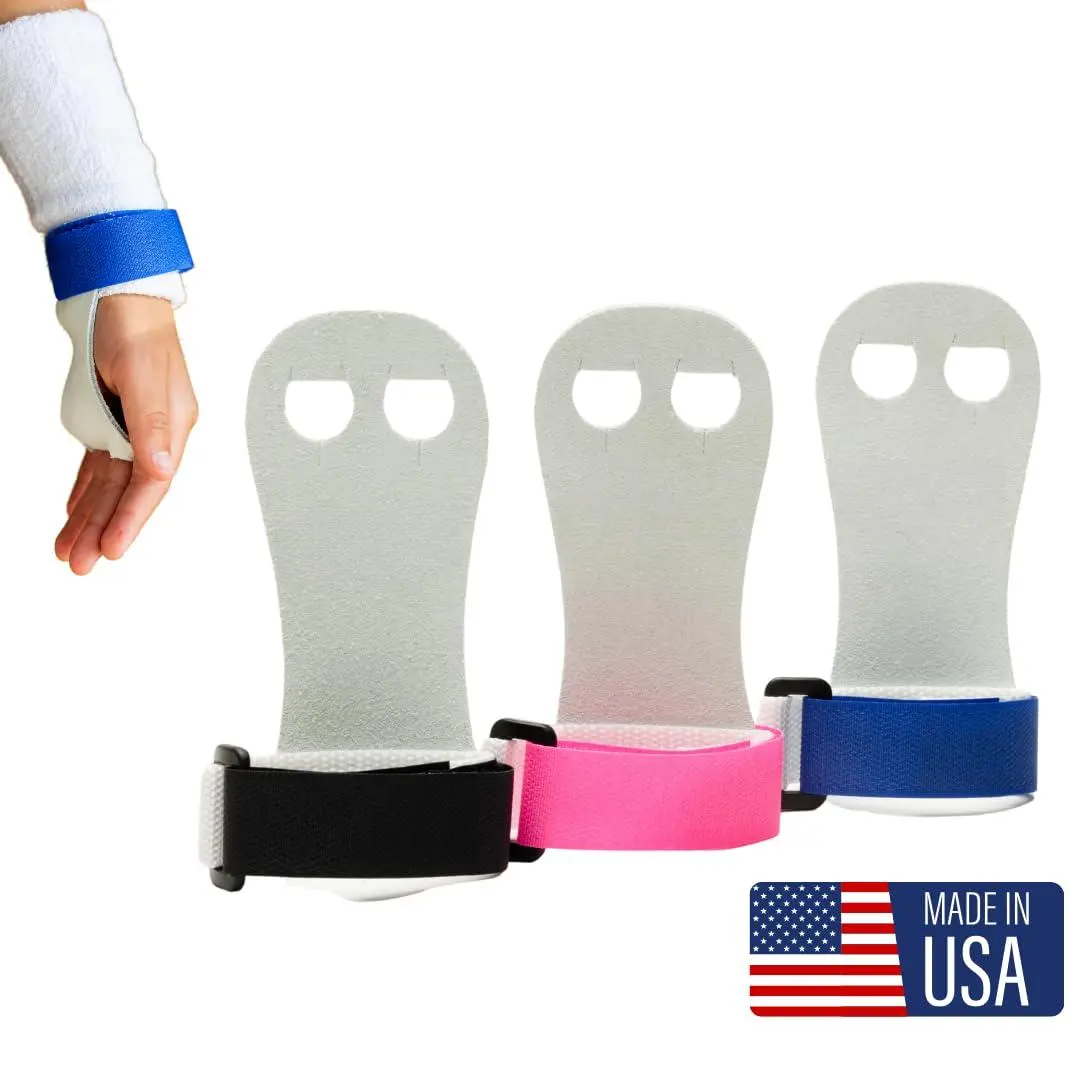 Rainbow Gymnastics Grips For Beginners  Unisex Durable Leather Grip Hook & Loop Closure Secure Wrist Support Hand Protection Young Gymnasts Made In