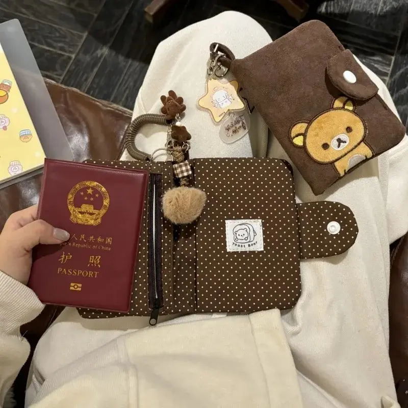 2026 Rilakkuma Women Card Holder Document Organizer Driver License Cover Mini Wallet Card Case Coin Purse Portable Bag No Pendan