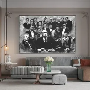 Scarface Soprano Godfather Good Fellas Gotti Mafia Collage Poster Black White Classic Movie