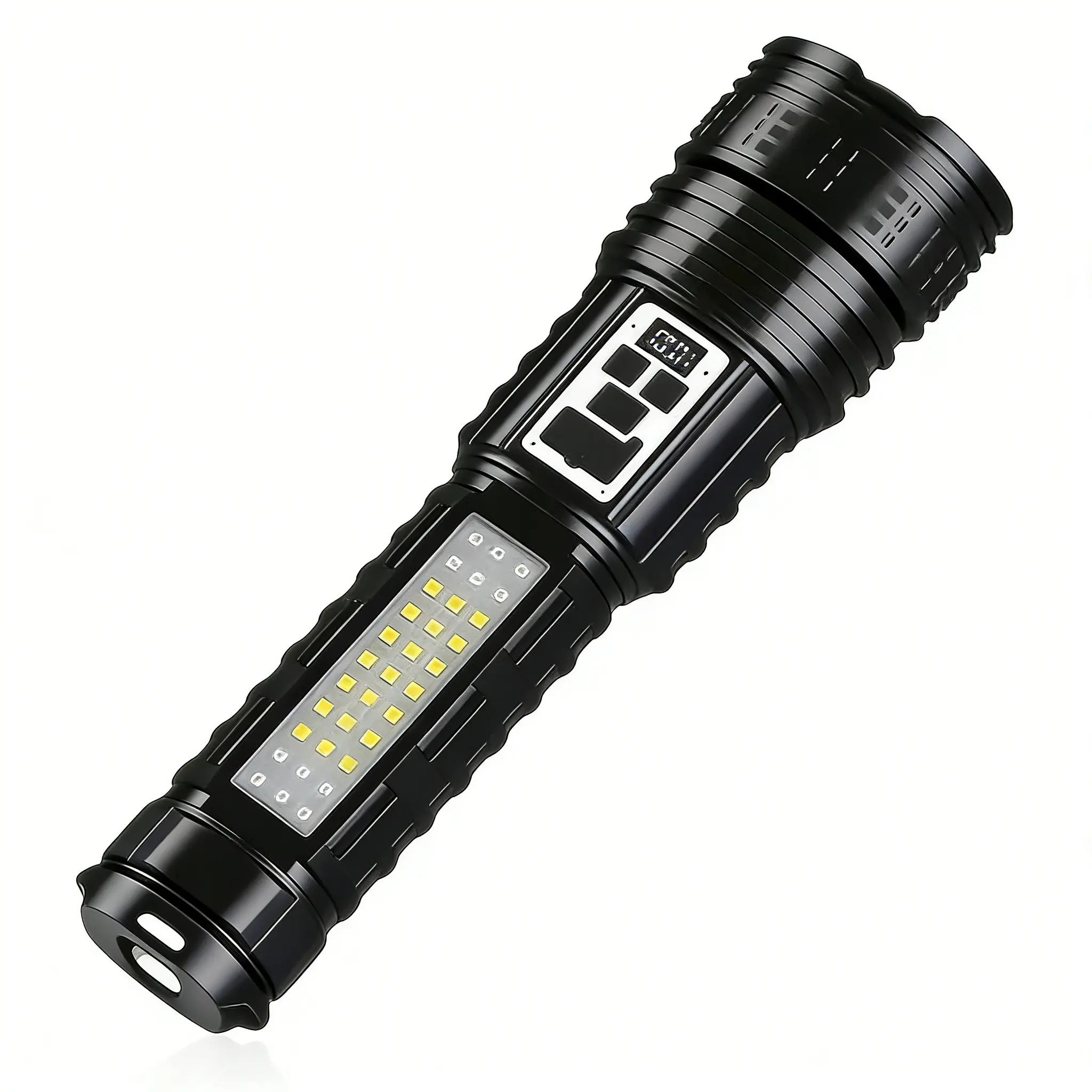 2026 New Super Bright Rechargeable Tactical EDC Multifunctional Zoomable LED Flashlight - Wear-Resistant Design, Digital Power Display, Lightweight, 15 Lighting Modes (Including Strobe), 3-Color COB LED, Outdoor Emergency Handheld Light, Men's Gift, Tacti