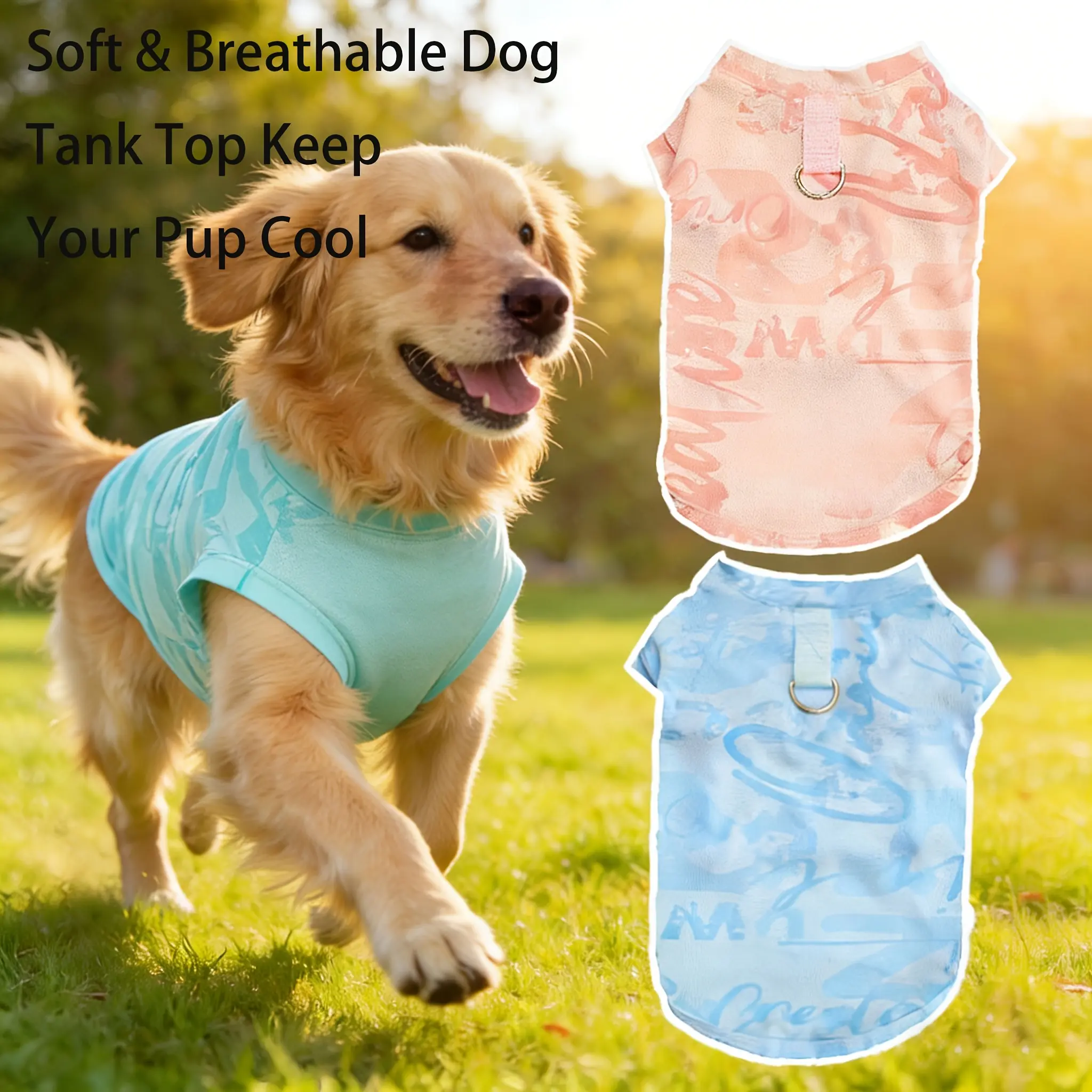 Dog Cooling Vest - Acrylic Breathable Pet Overall for Daily Walking, Home Wearing, Lightweight Fit All-Seasons Dog & Cat Clothing