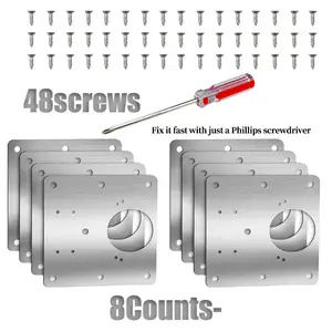 4/8Pieces Heavy-Duty Metal Hinge Installation Plates - Cabinet Door Repair & Fixing Tool with Pre-Drilled Holes, Durable Metal Construction for Secure Hinge Attachment, Easy Installation for Furniture & Cabinets, Hinge for Door, Cabinet Door Repair, Sl