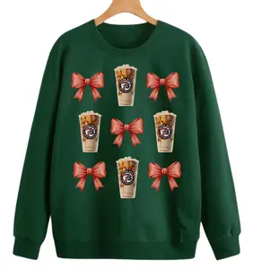 7Brew Coffee And Bows Sweatshirt, Coffee Bow Shirt, Cute Holiday Shirt, Iced Coffee Graphic Shirt, Gift for Her