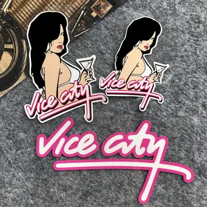 JDM Game Neon Girl Reflective Car Stickers Decor Motorcycle Moto Auto Body Windshield Fuel Tank Bumper Vinyl Decals Accessories