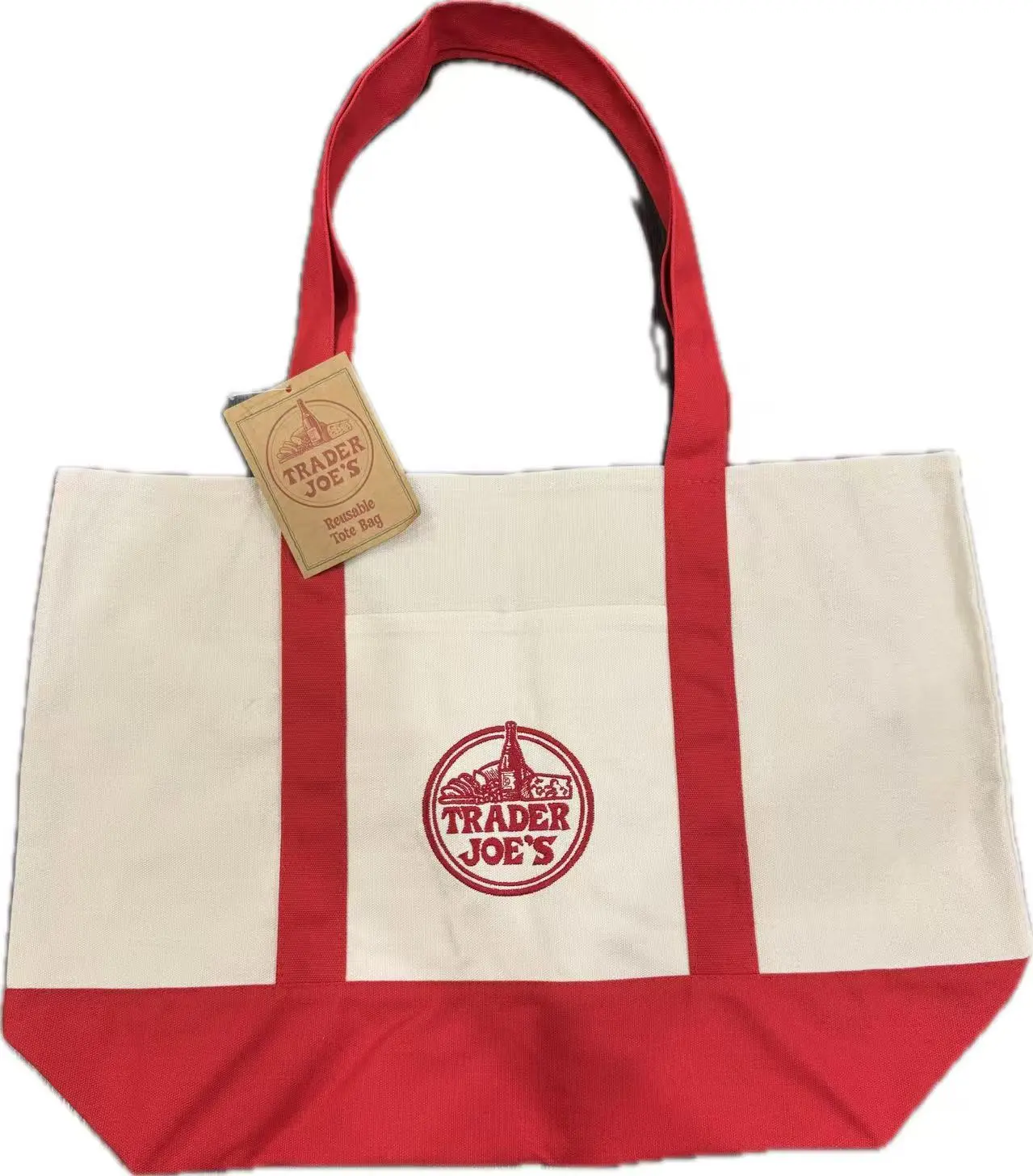 Trader Joe Striped Canvas Tote Bag, Cute Versatile Canvas Handbag with Striped Pattern, Lightweight Portable Shopping Bag for Daily Use,4 Pastel Color