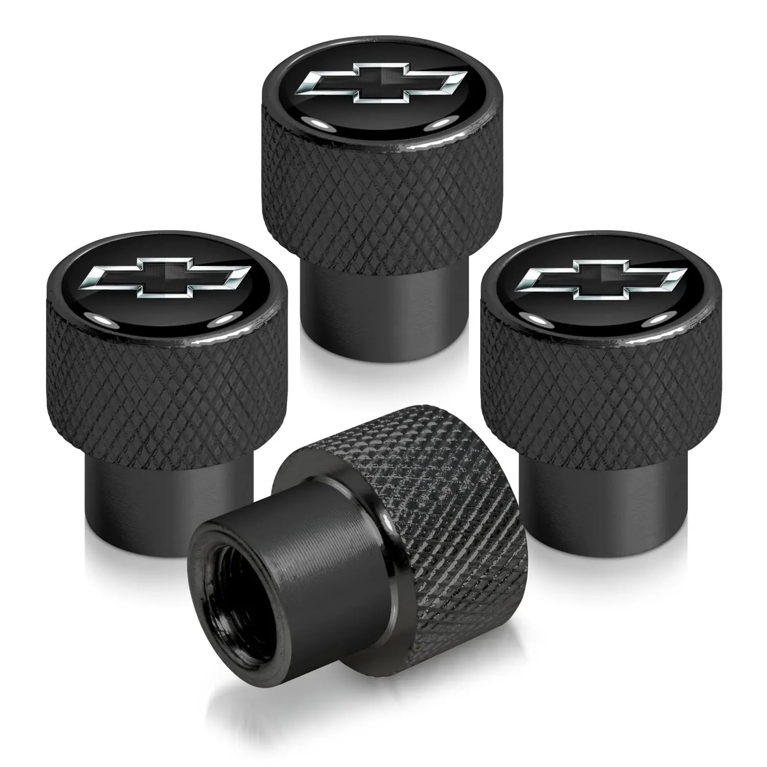 4pcs Chevrolet Chevy Black Logo Black on Black Aluminum Tire Valve Stem Caps USA 4pcs Chevrolet Chevy Black Logo Black on Black Aluminum Tire Valve Stem Caps USA