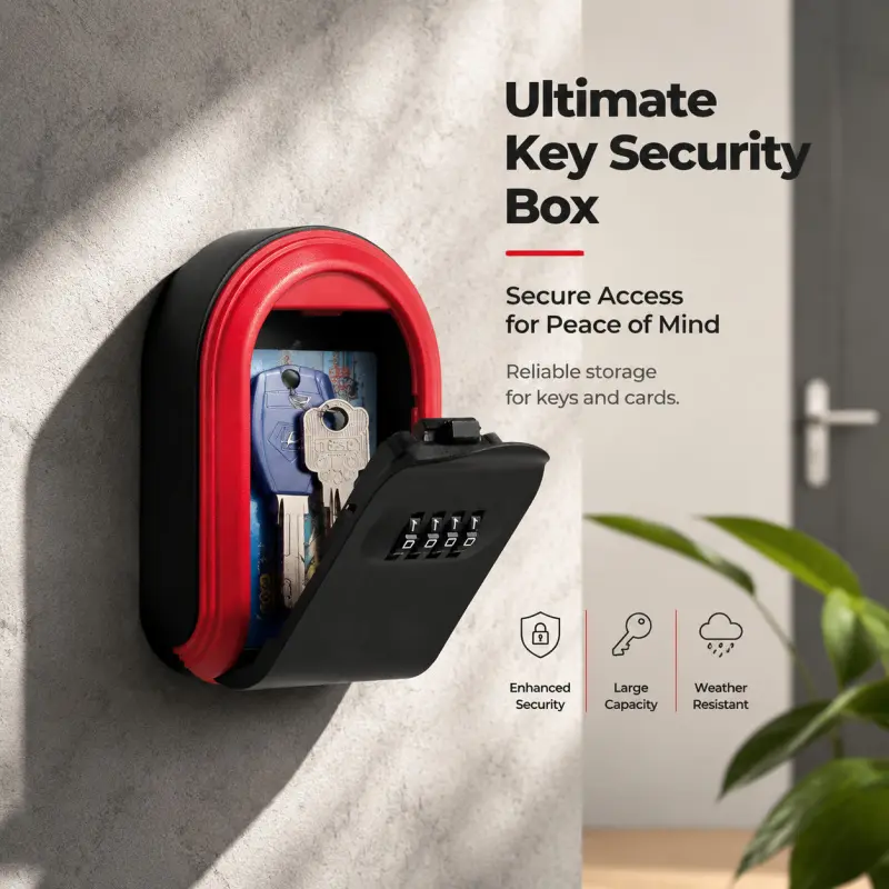 Durable Password Key Holder, Wall-Mounted Combination Key Safe Box, Easy Install & Weatherproof, Ideal for Realtors, Vacation Rentals & Outdoor Use