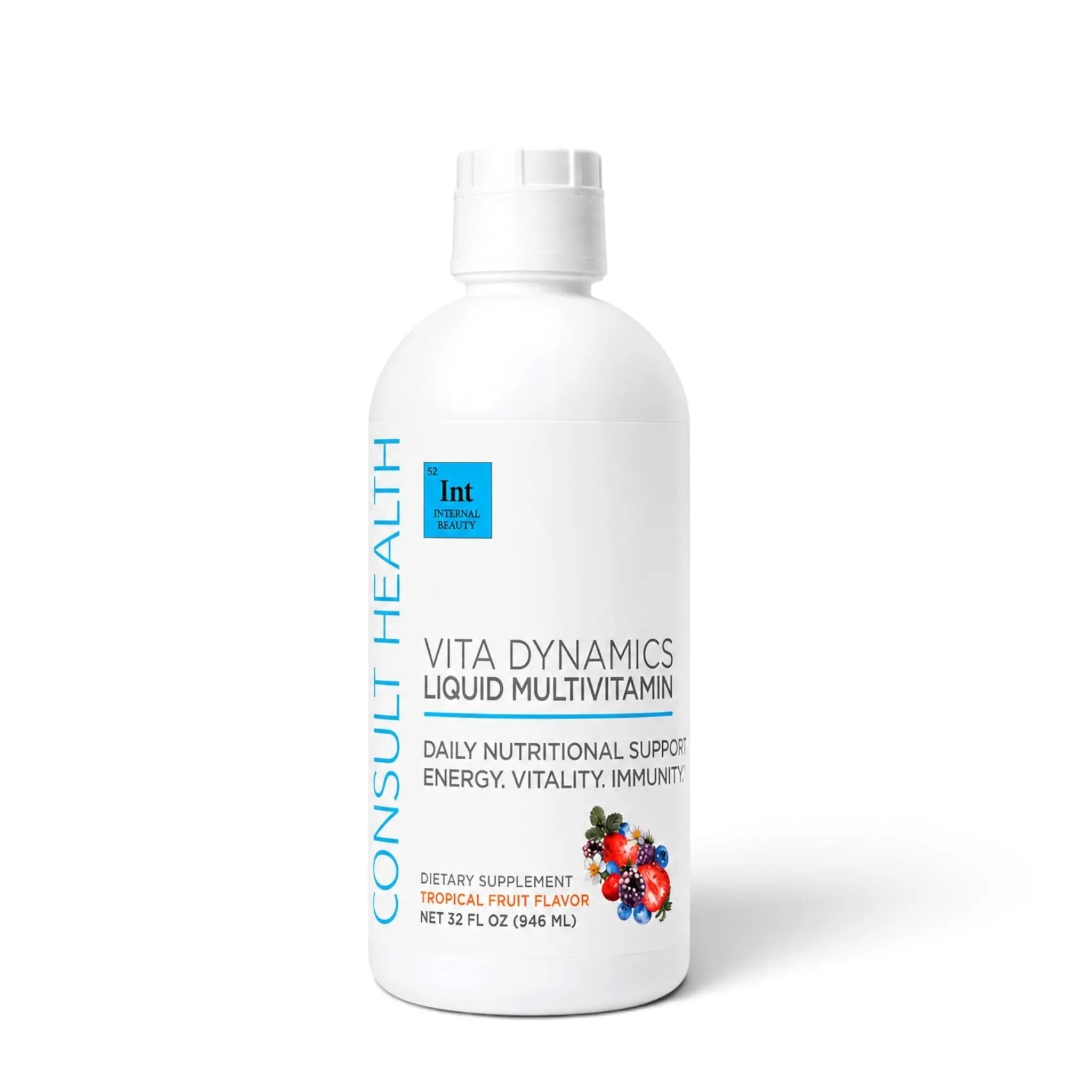 Vita Dynamics Liquid MultiVitamin - Tropical Fruit Flavor, Antioxidants & Magnesium, Daily Nutritional Support for Energy & Immunity, 946 mL