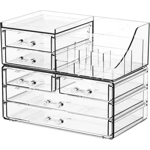 Clear  Makeup Organizer for ,Bathroom,Dresser,6 Drawer Cute Make up Organizers for Counter,Plastic Countertop Makeup Storage for Beauty,,Brush,, Care Organizer
