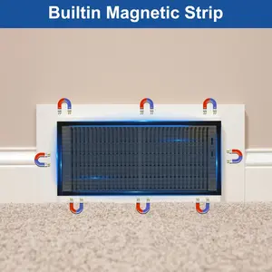 5pcs Magnetic Floor/Ceiling/Wall Ventilation Net Covers - Rectangular PVC Anti-Fouling Screens with Fine Mesh Grid, Clog-Resistant Drain Protector for Hair & Insect Blockage Prevention, Rectangular Vent Design, Easy Install Vents