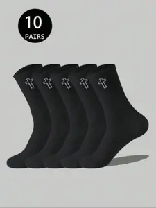 Men's Cross Socks, Casual Mid-Calf Socks, Sports Athletic Socks, Odor-Resistant, Breathable, Sweat-Absorbent, Winter Sports Socks, 10 Pairs/20 Pairs