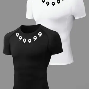 Men's Regular Fit Print Round Neck Sports Tee Quick Drying Breathable Crew Neck T-shirt for Gym Workout Running Summer Outfits 2025 Casual Comfy Men's Sportswear for Summer Summer Tops Black with Number Print