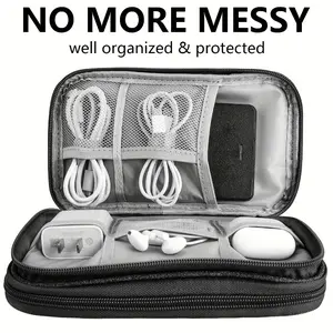 Portable Waterproof Electronic Organizer Bag, Multi-Layer Shockproof Travel Storage Case for Cables, Power Banks & Tech Accessories