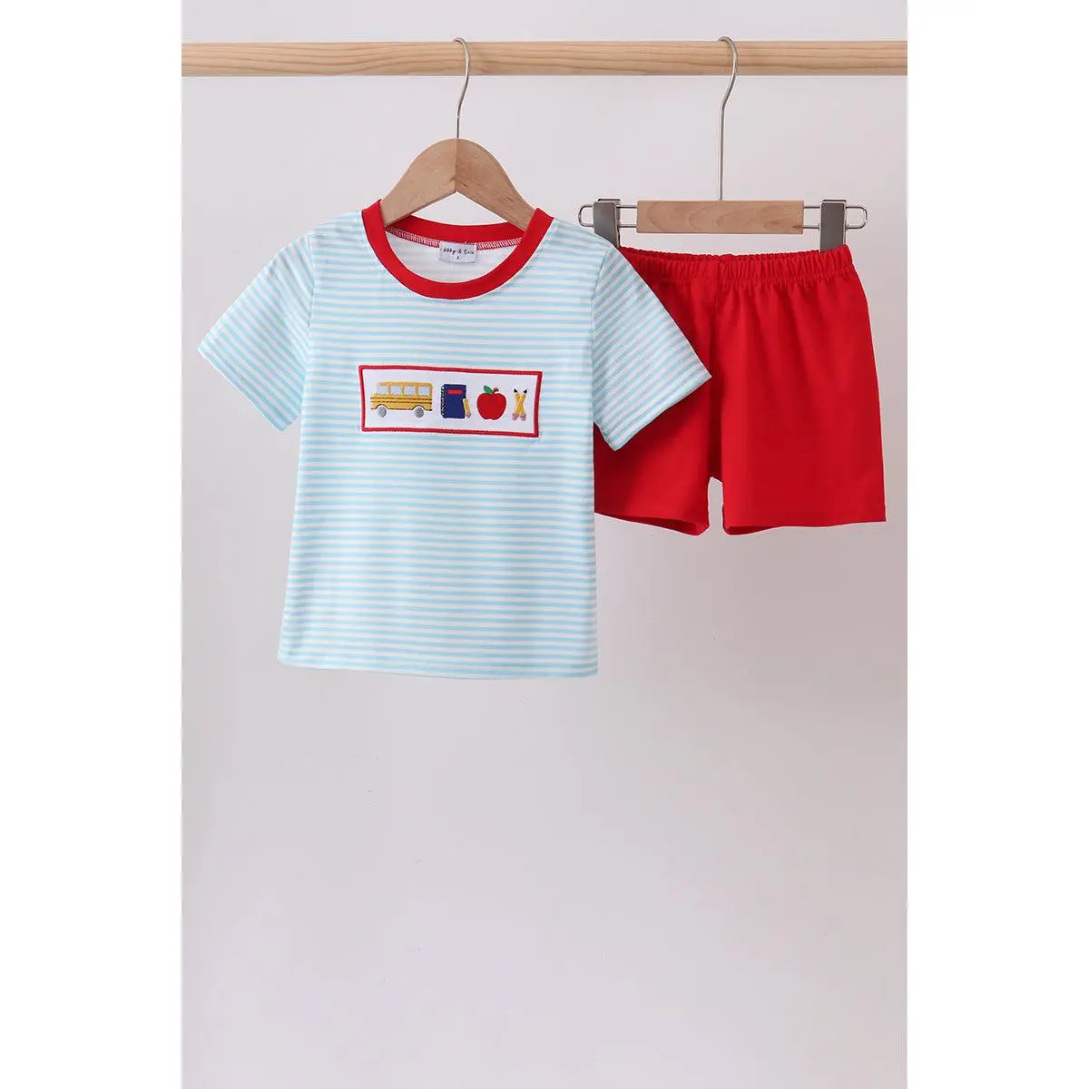 Blue Apple Pencil Embroidered Set