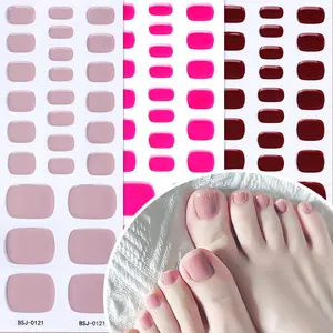 Plain Semi-Cured Gel Toe Nail Strips, Spring Minimalist All-in-One Self-Adhesive Nail Art Supplies for Women DIY Home Use Nail Art Stickers