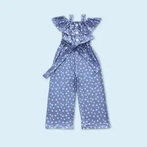 Blue polka dots toddle kids girls boutique jumpsuit