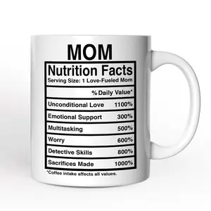 Personalized Mom Nutrition Facts Mug, Custom Name Birthday Gift, Heartfelt Mother's Day Coffee Cup