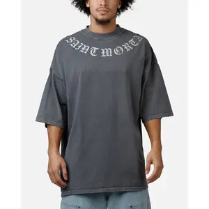 Saint Morta Barbaric Mock Neck T-Shirt Washed Charcoal