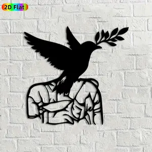 1pc Dove & Olive Branch Metal Wall Art, Peaceful Dove Statue Mural, Ideal Gift for New Year, Easter, Peace Symbol Enthusiasts, Rust-Resistant Metal Wall Decor Wall Sculptures, Perfect for Living Room Wall & Garden Fence, Unique Home Decor Accent